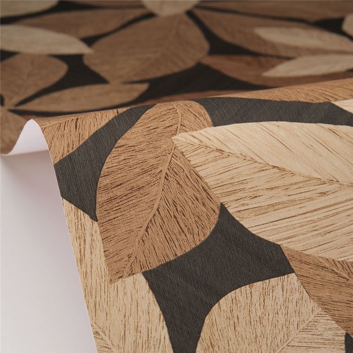 Papier peint floral aspect bois coloris noir - Caselio Woodline 106839001