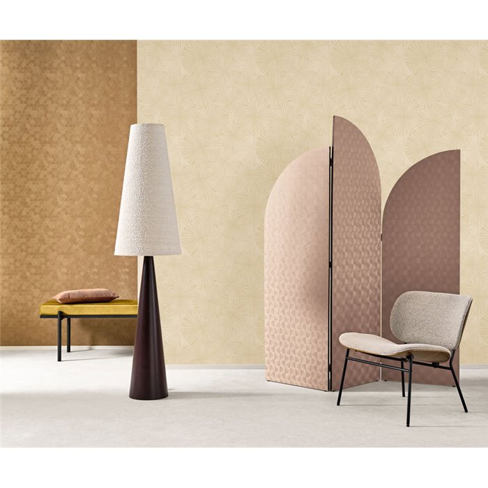 Casadeco|Modern glossy beige wallpaper|Solaris