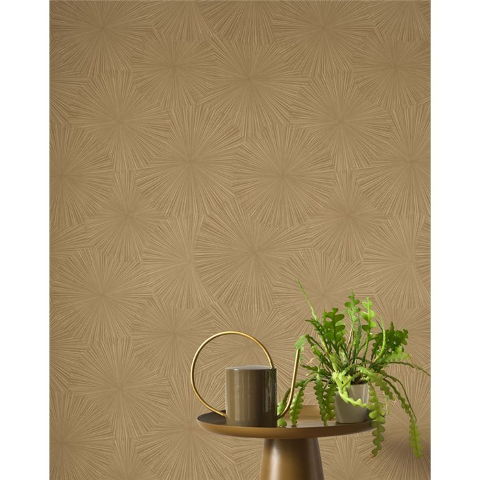 Papier peint moderne marron brillant géométrique - Casadeco Solaris 201872612