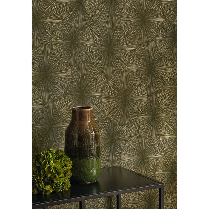 Papier peint moderne vert brillant géométrique - Casadeco Solaris 201877777