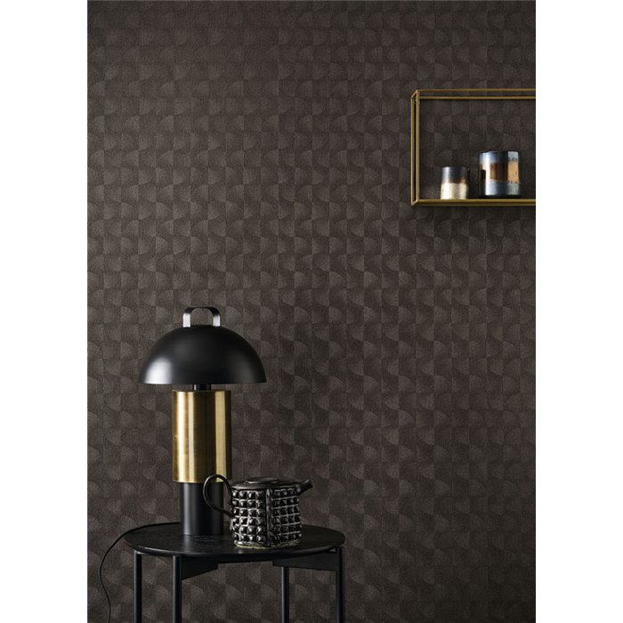 Casadeco|Contemporary geometric glossy black wallpaper|Solaris
