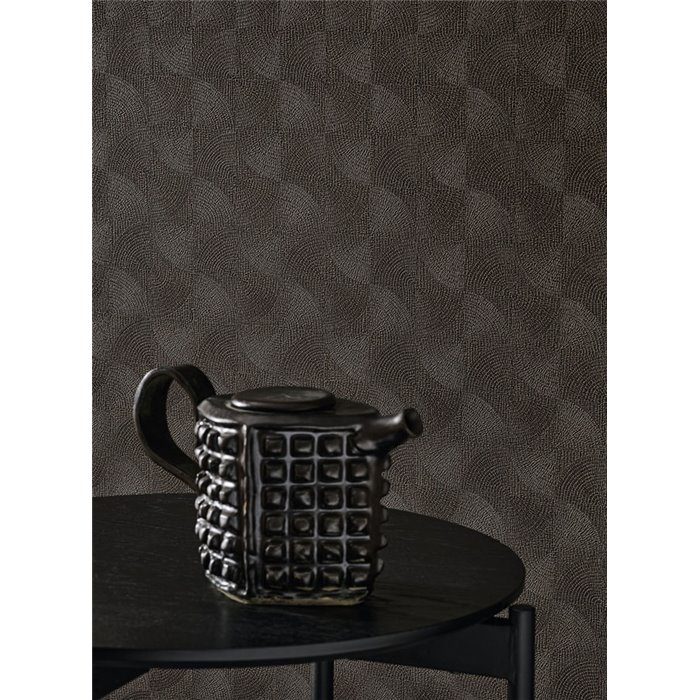 Casadeco|Contemporary geometric glossy black wallpaper|Solaris