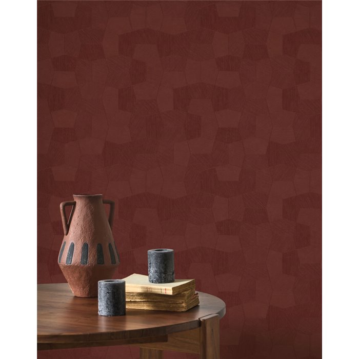Casadeco|Contemporary matte red abstract wallpaper|Solaris