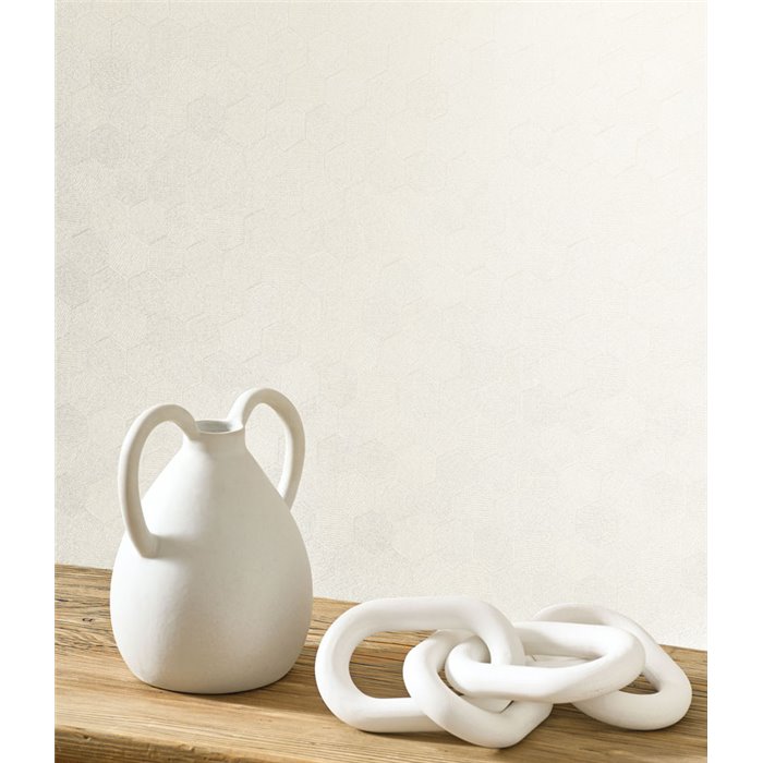 Papier peint moderne blanc brillant motif nid d’abeille - Casadeco Solaris 201910073