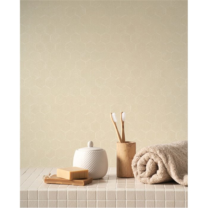 Tapete modern wabenmuster glänzend beige - Casadeco Solaris 201911497