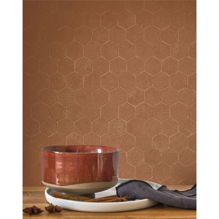Modern glossy terracotta wallpaper - Casadeco Solaris 201913000