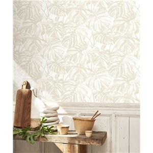 Papier peint floral feuilles de monstera marron brillant - Casadeco RIO 201792618 2