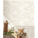 Casadeco|Floral monstera-leaf wallpaper in white glossy|Rio