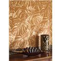 Floral monstera-leaf wallpaper in brown glossy - Casadeco RIO 201792618