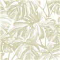 Casadeco|Floral monstera-leaf wallpaper in white green glossy|Rio