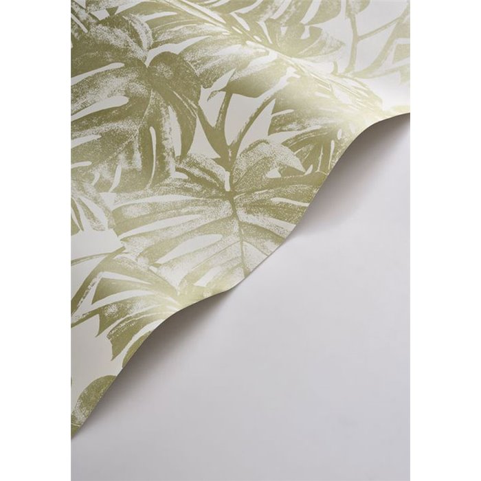Floral monstera-leaf wallpaper in white green glossy - Casadeco RIO 201797254
