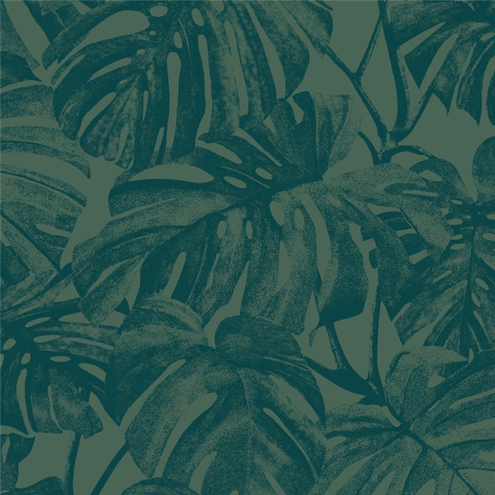 Floral monstera-leaf wallpaper in green glossy - Casadeco RIO 201797777