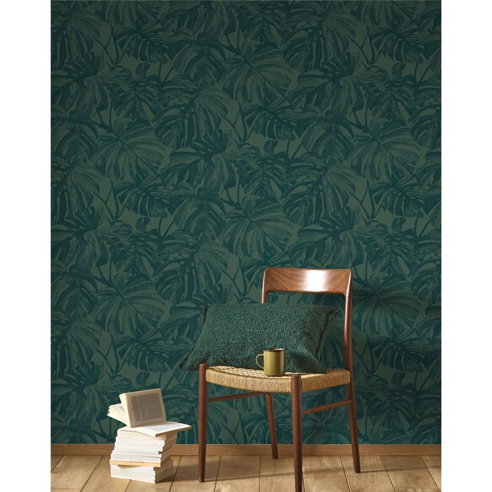 Papier peint floral feuilles de monstera vert brillant - Casadeco RIO 201797777