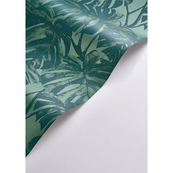 Casadeco|Floral monstera-leaf wallpaper in green glossy|Rio