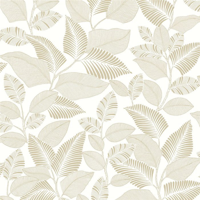 Tapete floral tropische pflanzen weiß beige glänzend - Casadeco RIO 201801430