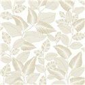 Papier peint floral plantes tropicales blanc beige brillant - Casadeco RIO 201801430