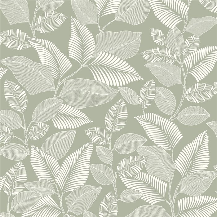 Floral tropical-plant wallpaper in light green glossy - Casadeco RIO 201807244