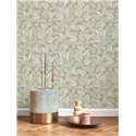 Casadeco|Floral tropical-plant wallpaper in light green glossy|Rio