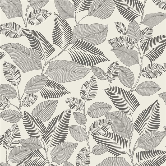 Floral tropical-plant wallpaper in beige glossy - Casadeco RIO 201809271