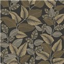 Casadeco|Floral tropical-plant wallpaper in black glossy|Rio