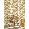 Papier peint tropical feuilles de ficus blanc beige mat - Casadeco RIO 201811600