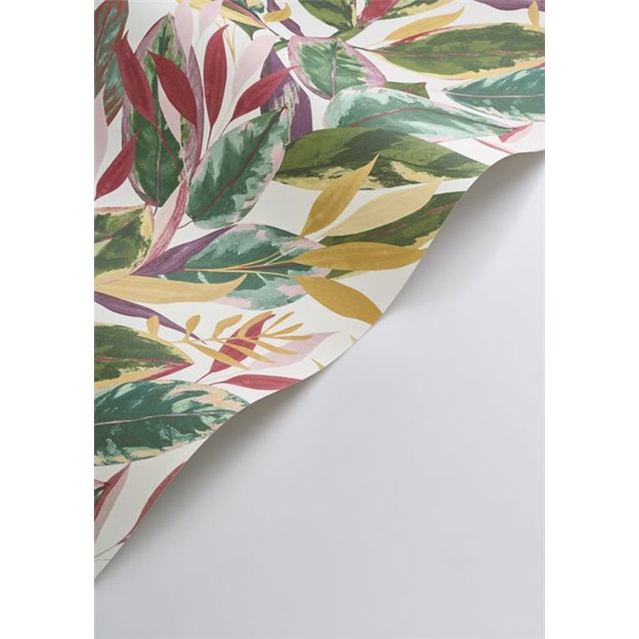 Papier peint tropical feuilles de ficus multicolore mat - Casadeco RIO 201814218