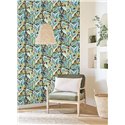 Papier peint tropical feuilles de ficus bleu mat - Casadeco RIO 201816641