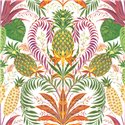 Tropical pineapple-and-flower wallpaper in multicolor matte - Casadeco RIO 201824497