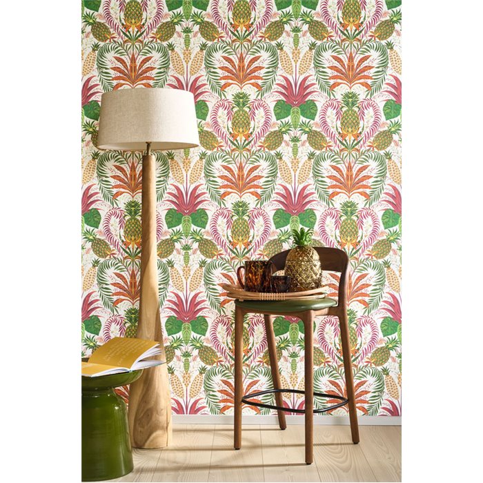 Tapete tropisch ananas und blumen multicolor matt - Casadeco RIO 201824497