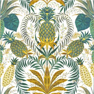 Papier peint tropical ananas et fleurs noir mat - Casadeco RIO 201827910