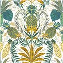 Tropical pineapple-and-flower wallpaper in green matte - Casadeco RIO 201827203
