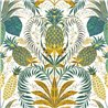 Papier peint tropical ananas et fleurs vert mat - Casadeco RIO 201827203