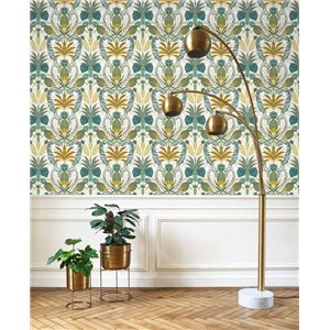 Papier peint tropical ananas et fleurs noir mat - Casadeco RIO 201827910 2