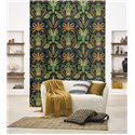 Casadeco|Tropical pineapple-and-flower wallpaper in black matte|Rio