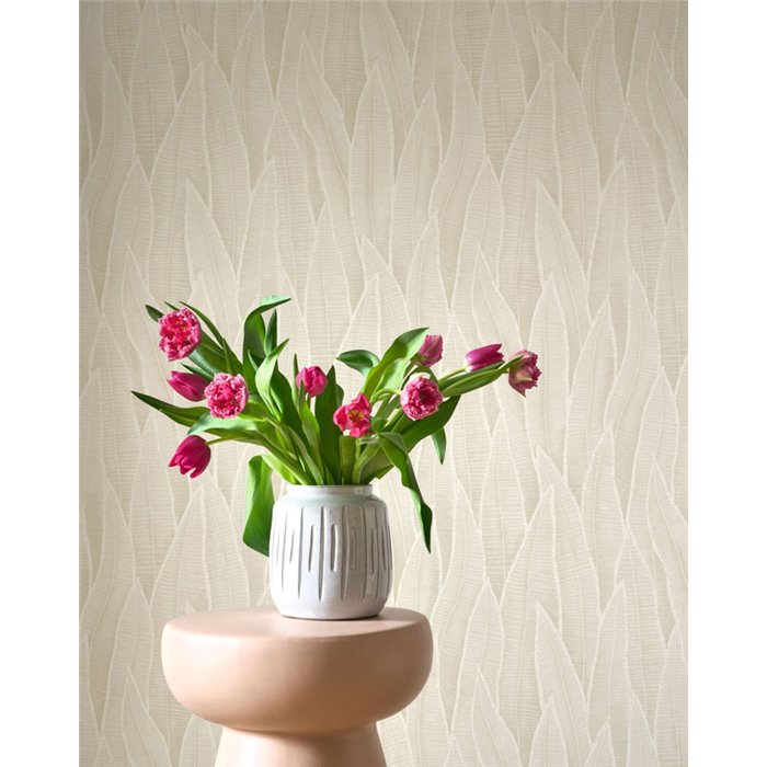 Papier peint floral grandes feuilles de sansevieria blanc - Casadeco RIO 201830155