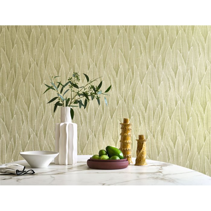 Casadeco|Floral sansevieria-large-leaf wallpaper in light green|Rio