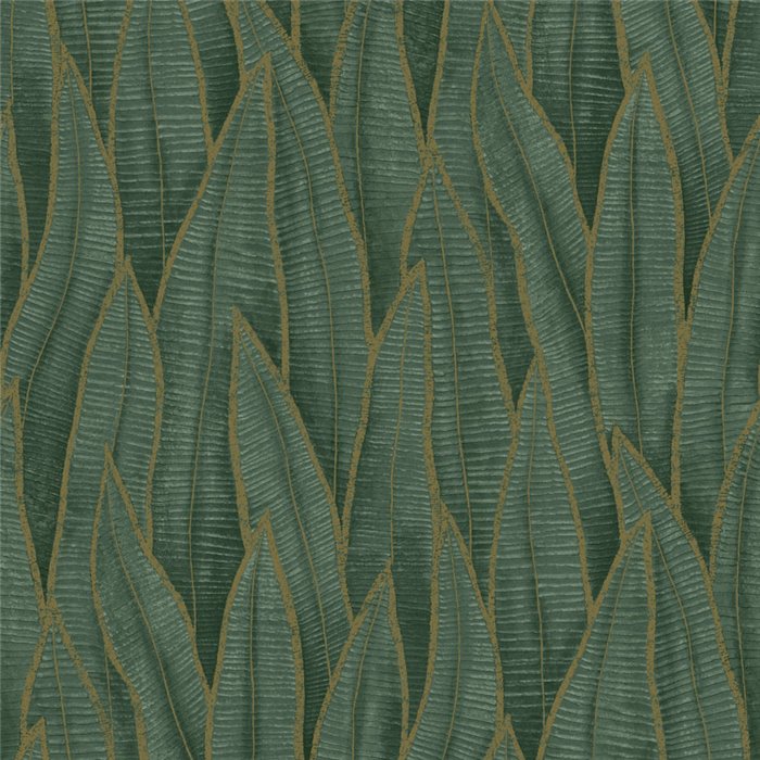 Papier peint floral grandes feuilles de sansevieria vert - Casadeco RIO 201837914