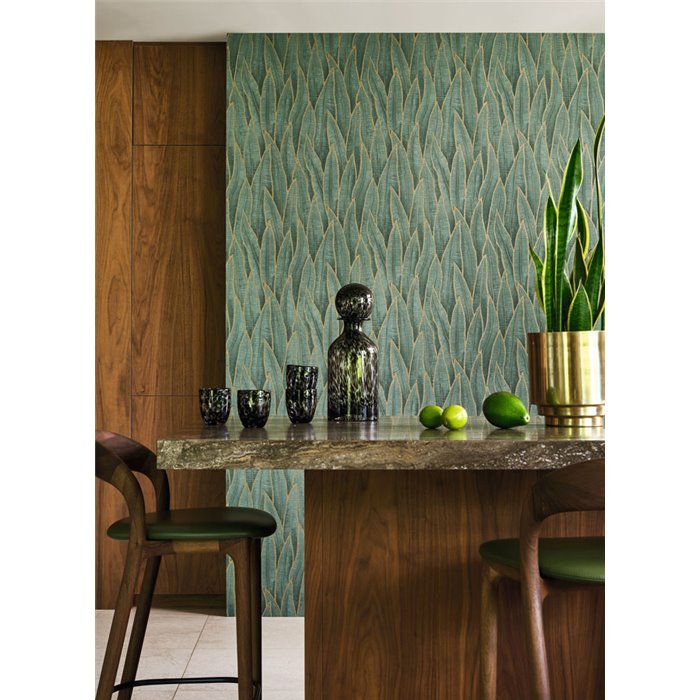 Papier peint floral grandes feuilles de sansevieria vert - Casadeco RIO 201837914