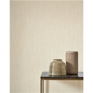 Modern chalk-stripe wallpaper in khaki - Casadeco RIO 87447584 2