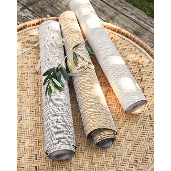 Casadeco|Minimalist chalk-stripe wallpaper in brown|Rio