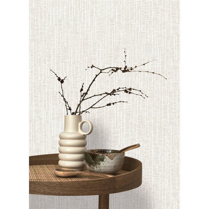 Minimalist chalk-stripe wallpaper in light grey - Casadeco RIO 87449187