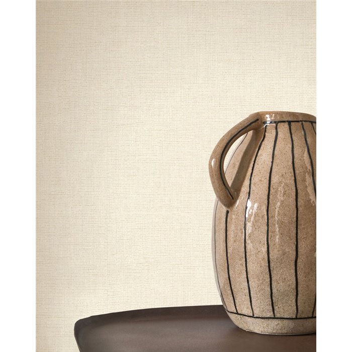 Casadeco|Papier peint lin beige parchemin|Imitation Tissu