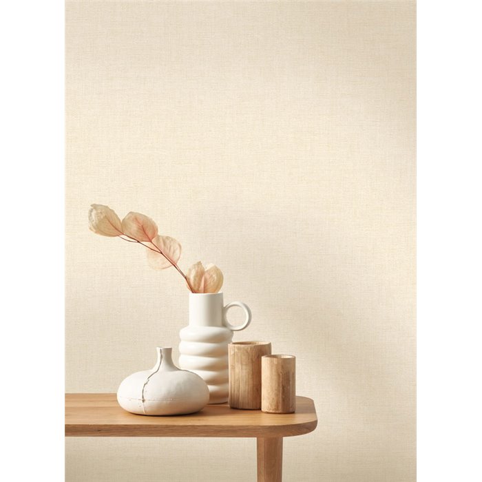 Linen wallpaper cream beige - Casadeco Caractere 201171188