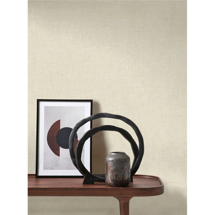 Linen wallpaper greige beige - Casadeco Caractere 201171215