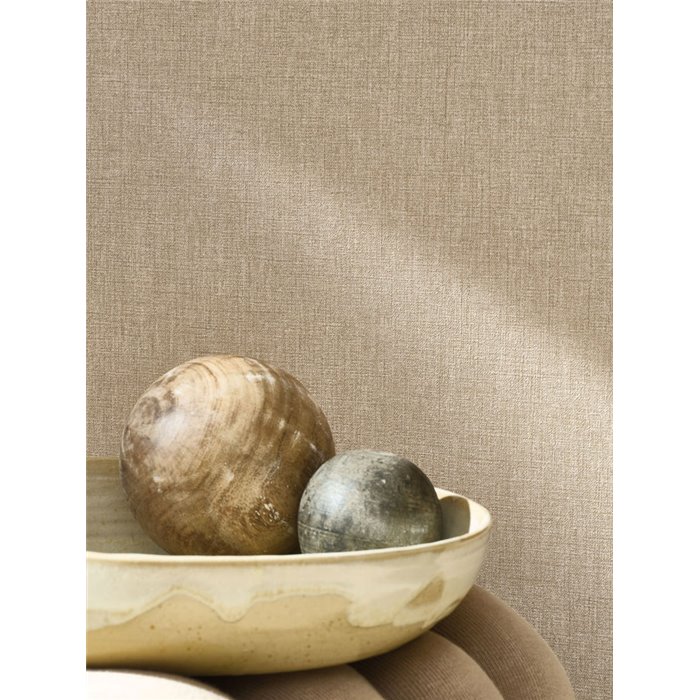 Casadeco|Papier peint lin beige taupe|Imitation Tissu