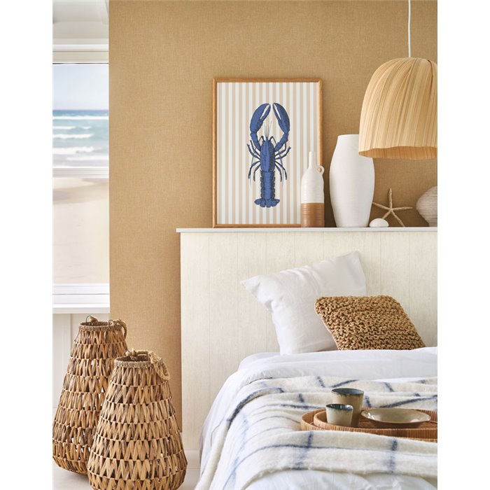 Papier peint lin marron ocre - Casadeco Caractere 201172404