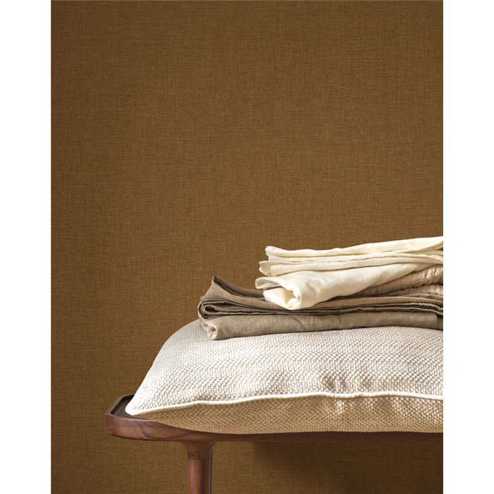 Linen wallpaper cognac brown - Casadeco Caractere 201172424