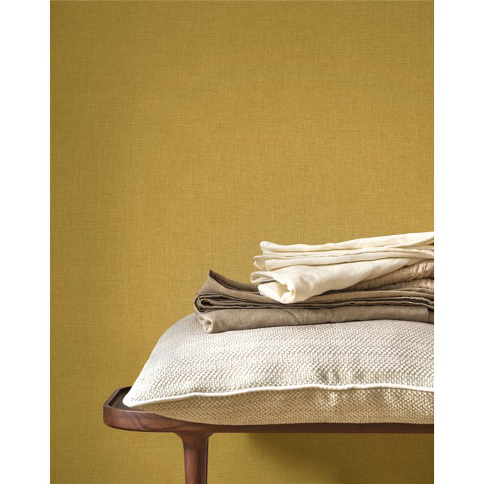 Papier peint lin jaune curry - Casadeco Caractere 201172442