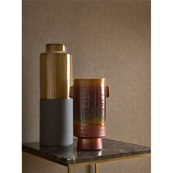 Linen wallpaper glacé brown - Casadeco Caractere 201172525