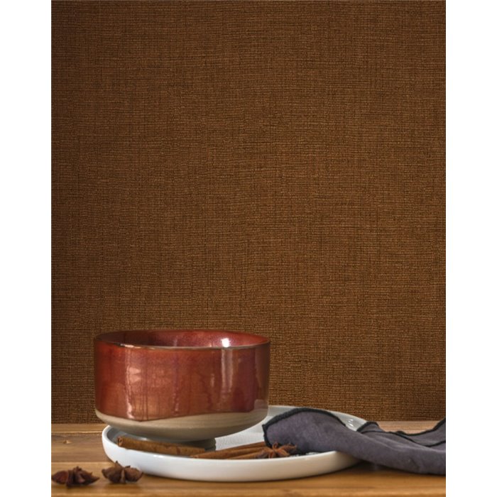 Papier peint lin marron noisette - Casadeco Caractere 201172626